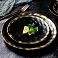 Gold Rim Porcelain Plates and Bowls, Set of 6