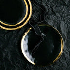 Gold Rim Porcelain Plates and Bowls, Set of 6