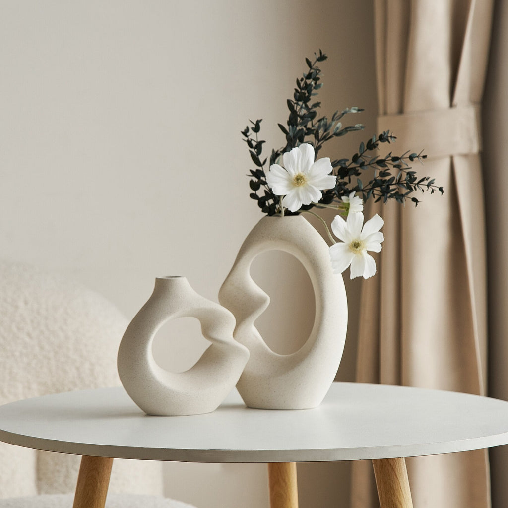 Nordic Ceramic Sculptural Vases, Set of 2