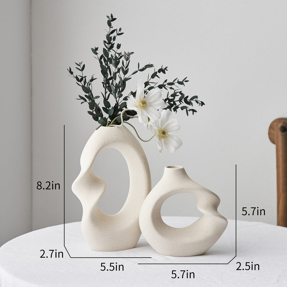 Nordic Ceramic Sculptural Vases, Set of 2