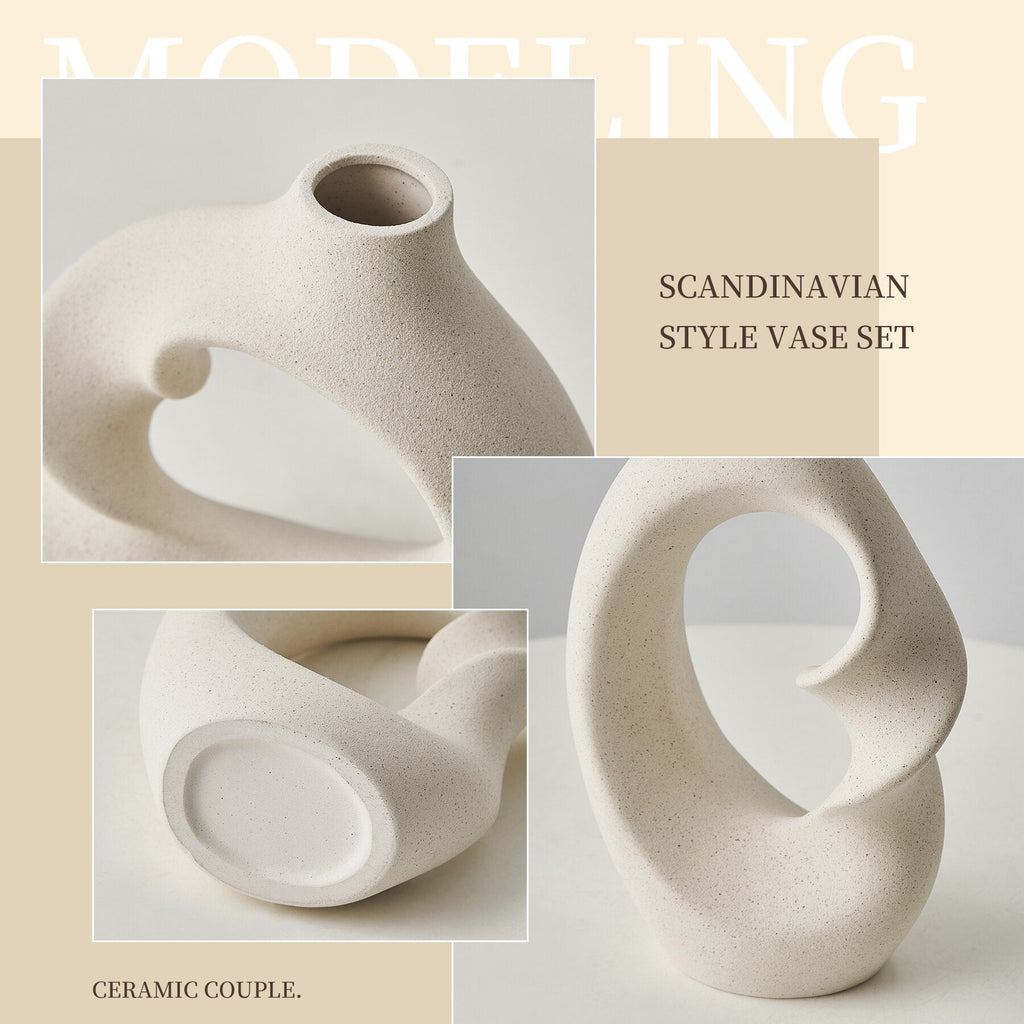 Nordic Ceramic Sculptural Vases, Set of 2