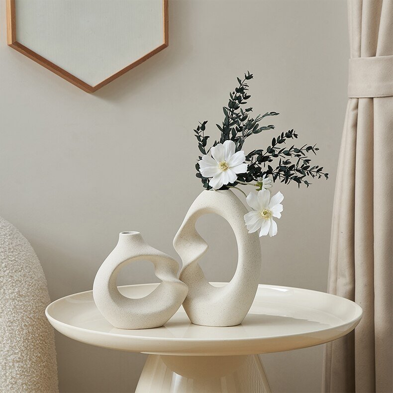 Nordic Ceramic Sculptural Vases, Set of 2