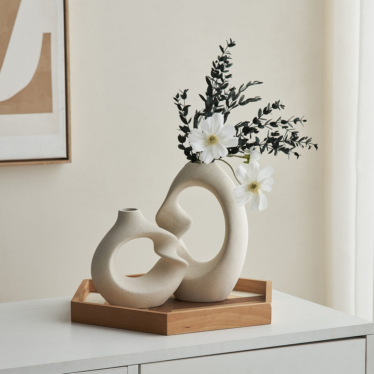 Nordic Ceramic Sculptural Vases, Set of 2