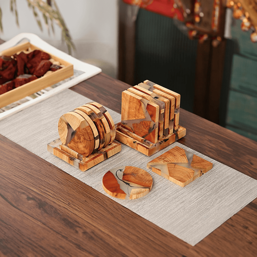 Wood and Resin Inlay Drinks Coasters