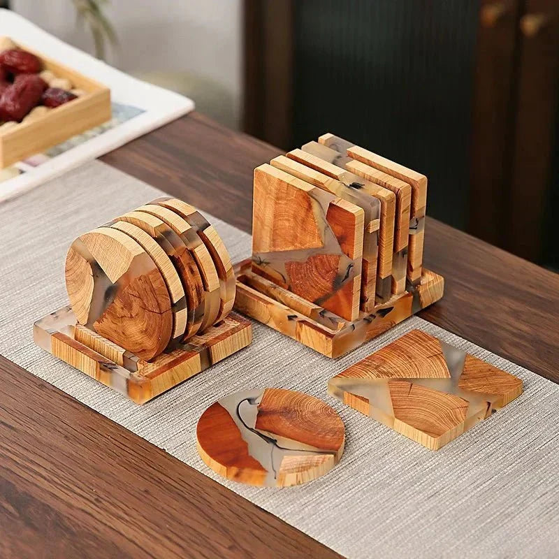 Wood and Resin Inlay Drinks Coasters
