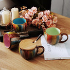 Glazed Ceramic Mug with Lid and Spoon, 350 ml