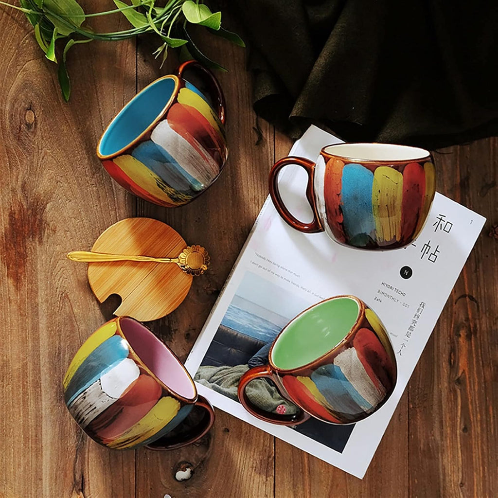 Glazed Ceramic Mug with Lid and Spoon, 350 ml