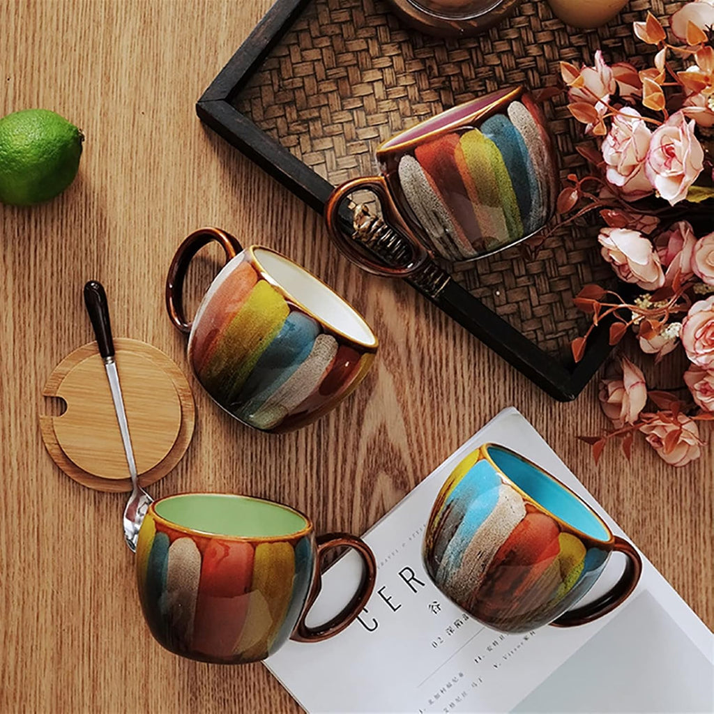 Glazed Ceramic Mug with Lid and Spoon, 350 ml
