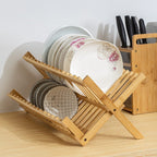Folding Bamboo Dish Drying Rack, 2 Tiers