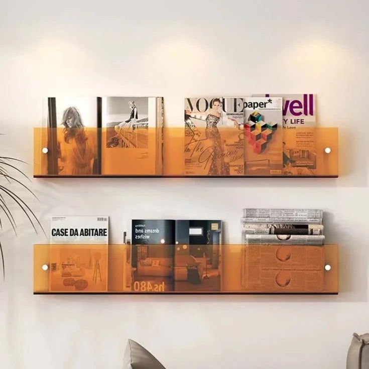 Acrylic Wall-Mounted Magazine Display Shelf