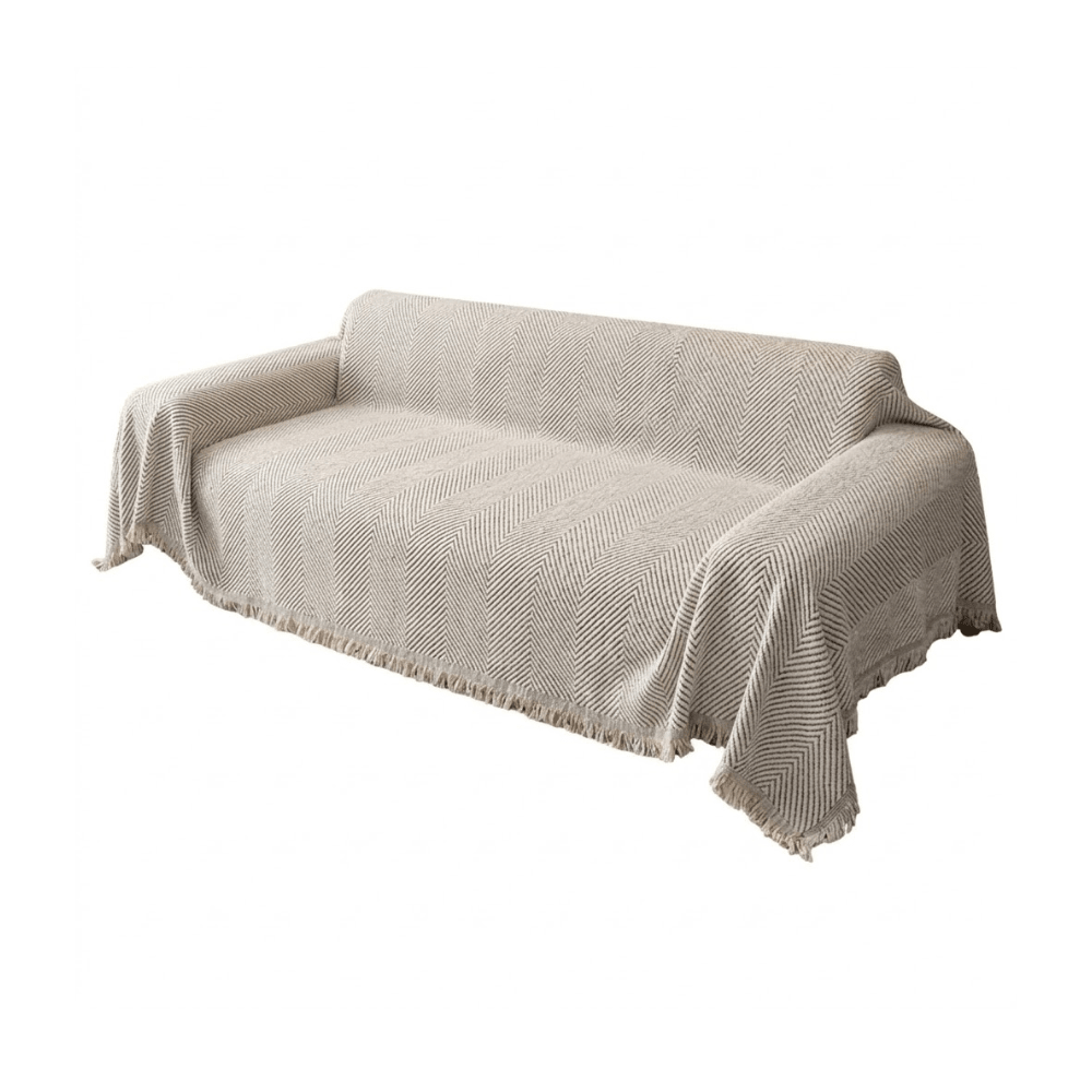 Herringbone Microfibre Sofa Throw Cover