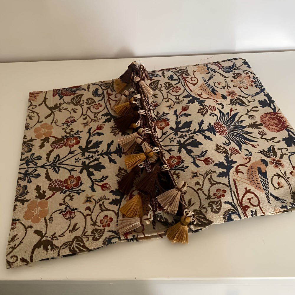 Vintage Floral and Bird Jacquard Table Runner