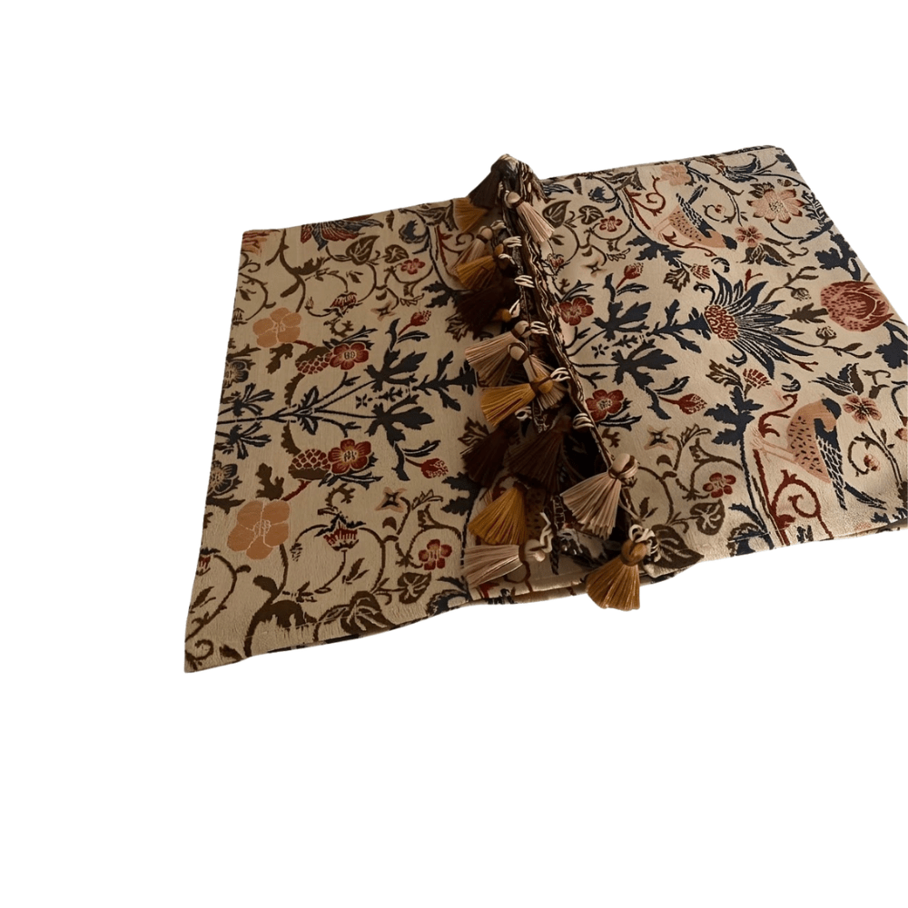 Vintage Floral and Bird Jacquard Table Runner