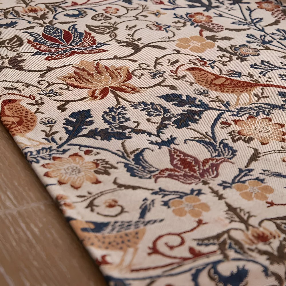 Vintage Floral and Bird Jacquard Table Runner