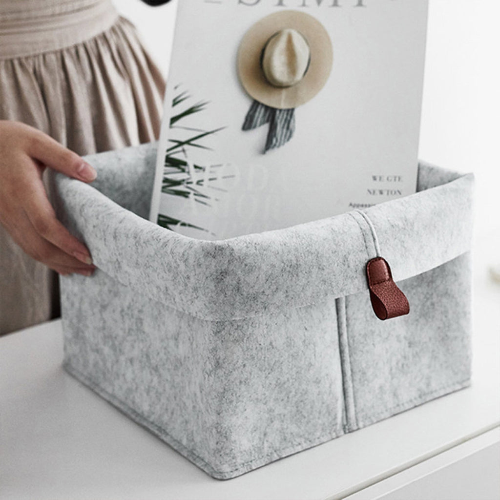 Felt Storage Basket with Fold-Down Rim