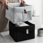 Felt Storage Basket with Fold-Down Rim