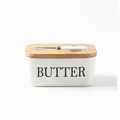 Ceramic Butter Dish with Bamboo Lid and Knife