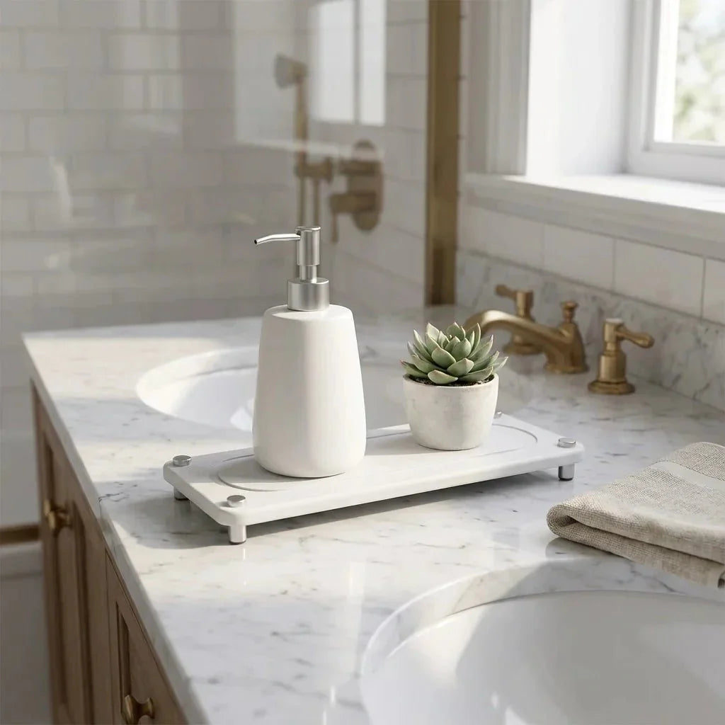Diatomaceous Earth Sink Tray with Steel Feet, 28 x 11 cm