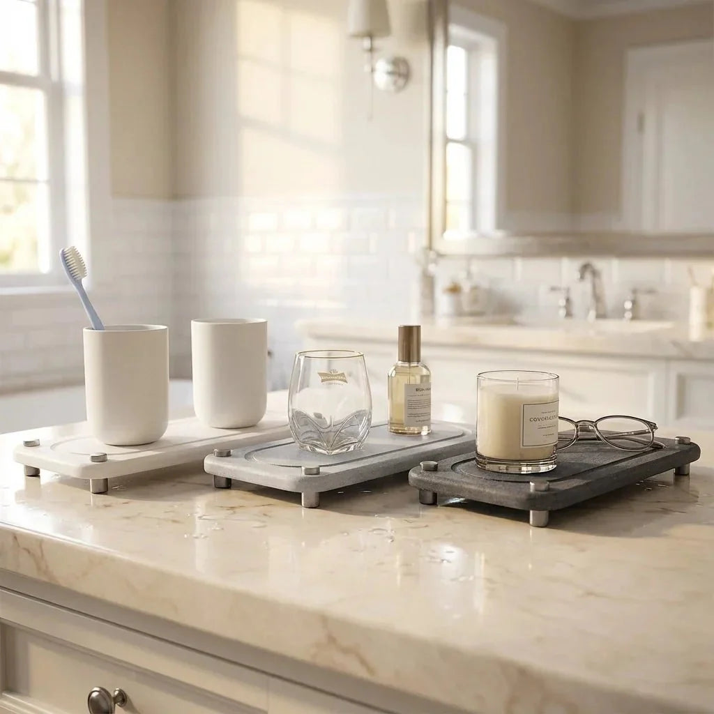 Diatomaceous Earth Sink Tray with Steel Feet, 28 x 11 cm