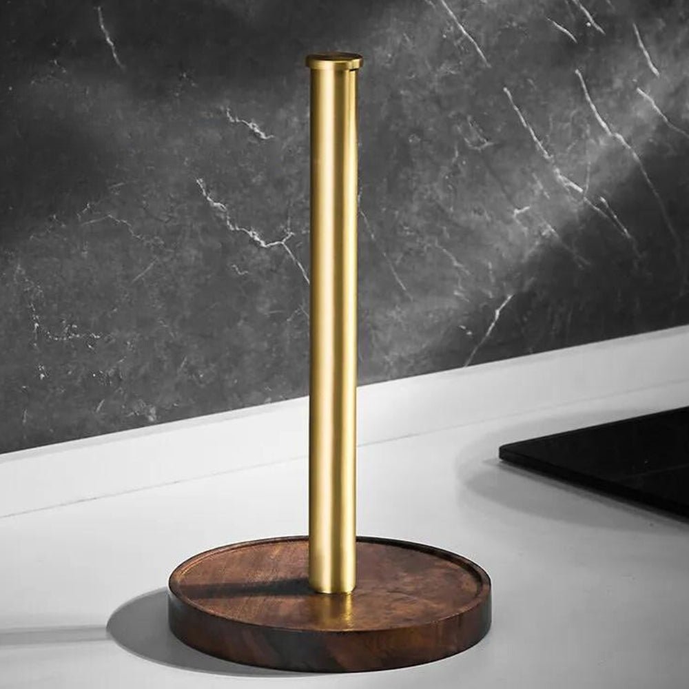 Walnut and Stainless Steel Kitchen Roll Holder
