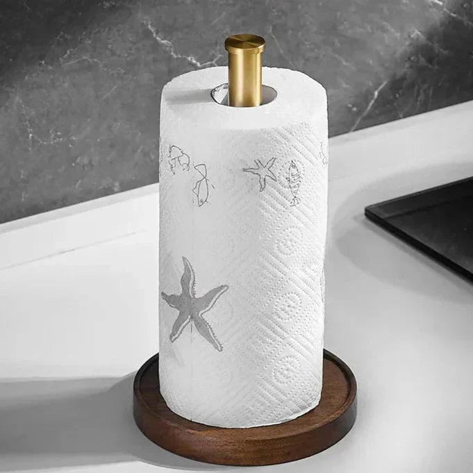 Walnut and Stainless Steel Kitchen Roll Holder