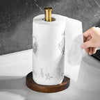 Walnut and Stainless Steel Kitchen Roll Holder