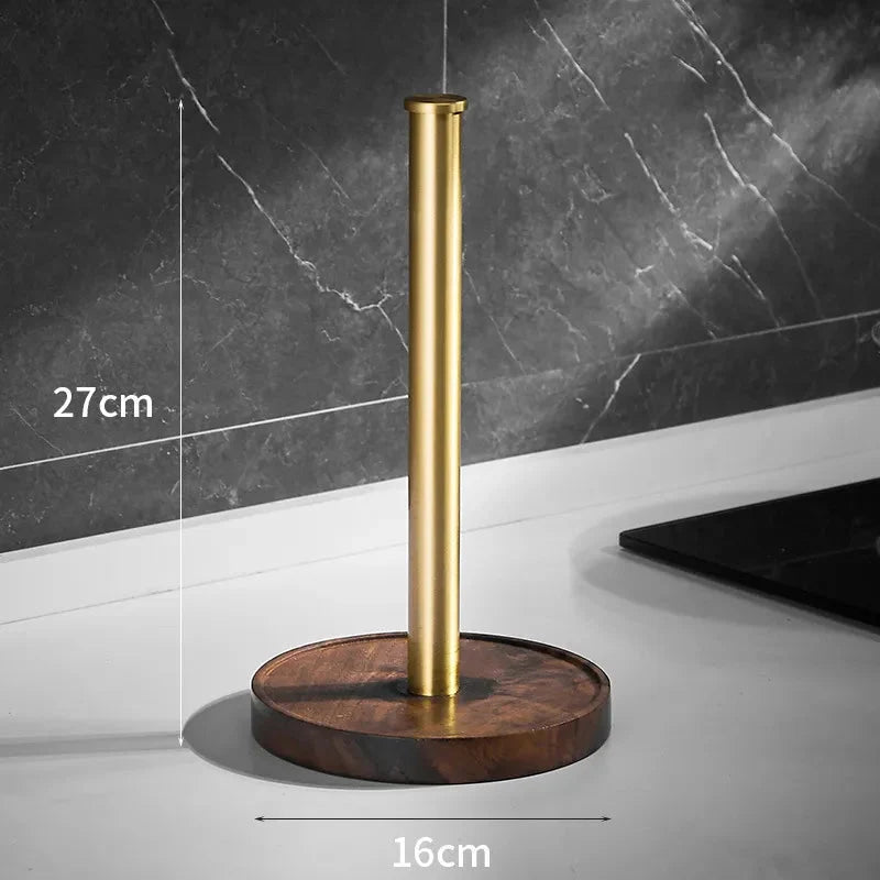 Walnut and Stainless Steel Kitchen Roll Holder