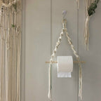 Cotton Rope and Wood Toilet Roll Holder