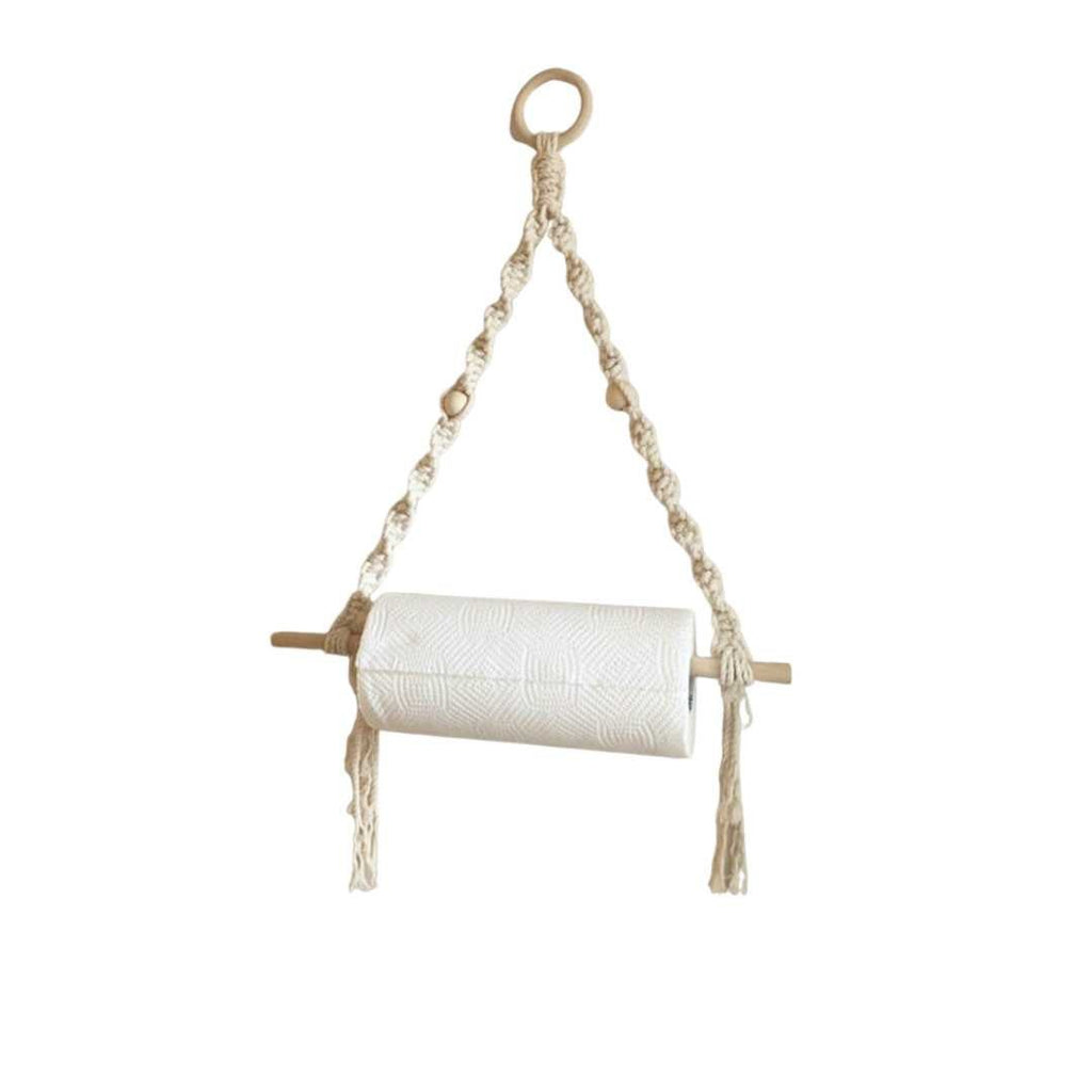 Cotton Rope and Wood Toilet Roll Holder