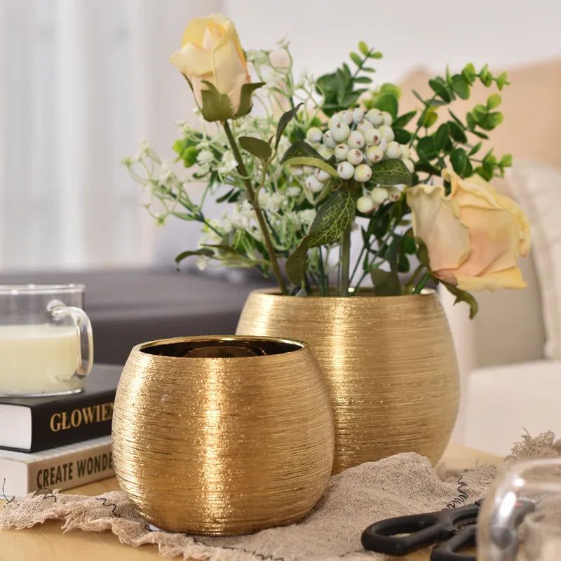 Gold Finish Ceramic Plant Pot