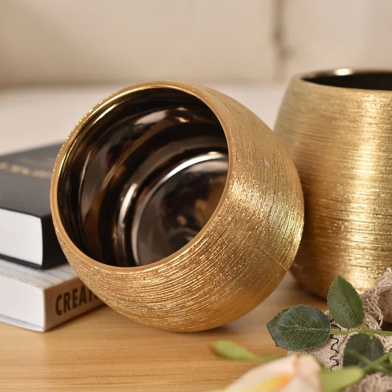 Gold Finish Ceramic Plant Pot