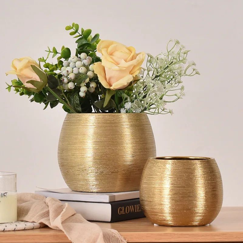 Gold Finish Ceramic Plant Pot