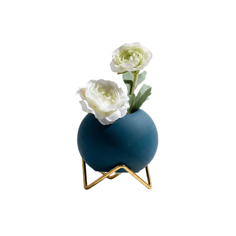 Ceramic Mini Plant Pot with Metal Stand