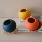 Ceramic Mini Plant Pot with Metal Stand