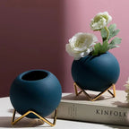 Ceramic Mini Plant Pot with Metal Stand