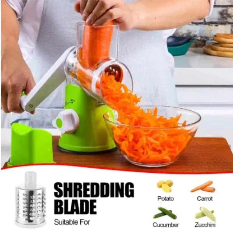 Manual Rotary Grater with 3 Stainless Steel Drums