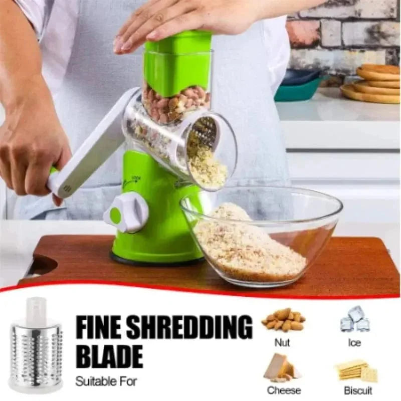 Manual Rotary Grater with 3 Stainless Steel Drums