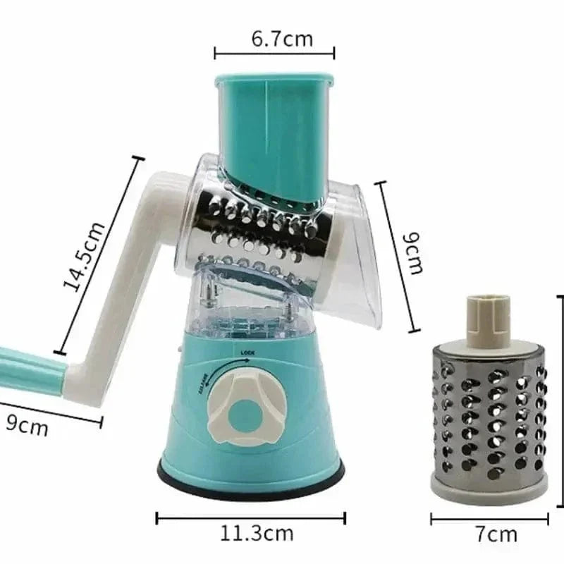 Manual Rotary Grater with 3 Stainless Steel Drums