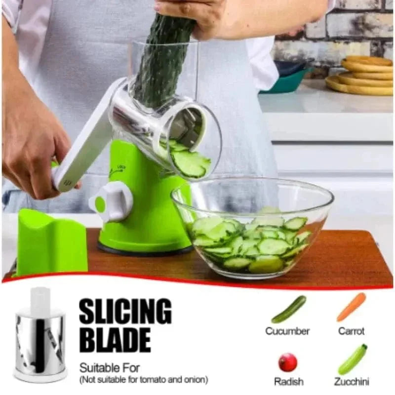 Manual Rotary Grater with 3 Stainless Steel Drums