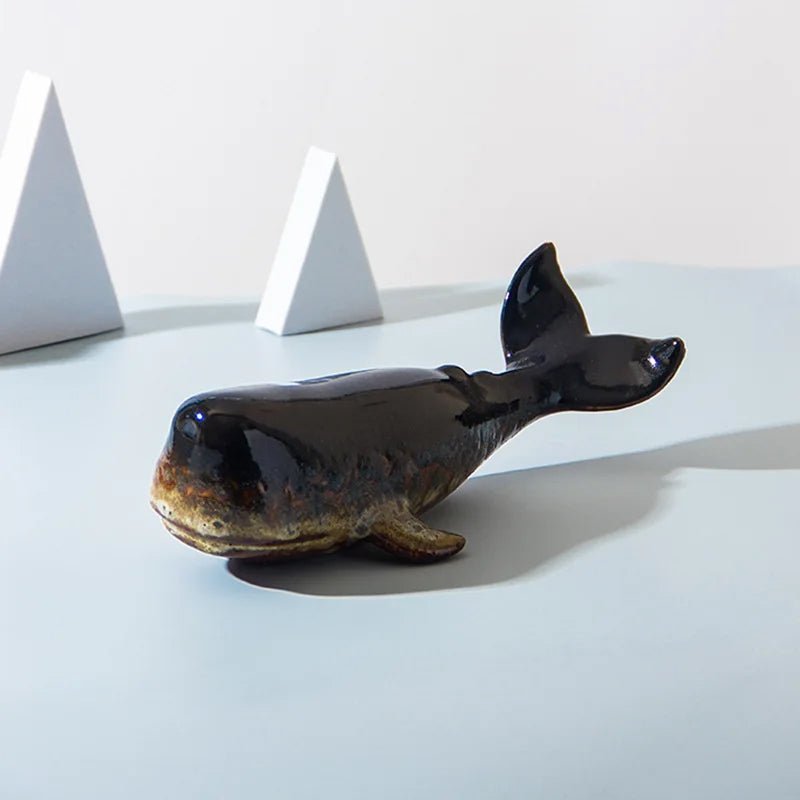 Glossy Porcelain Whale Ornament