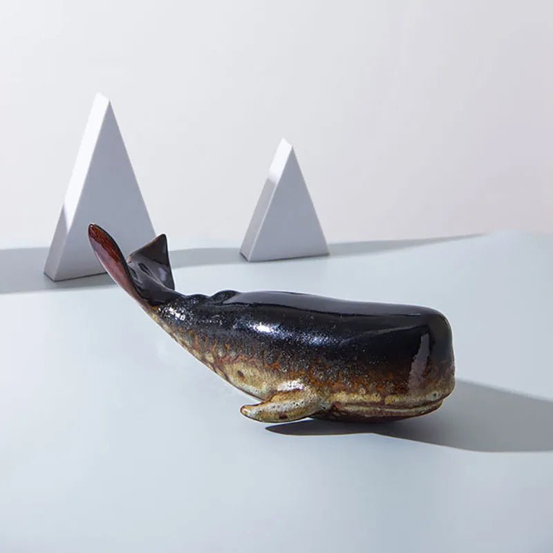 Glossy Porcelain Whale Ornament