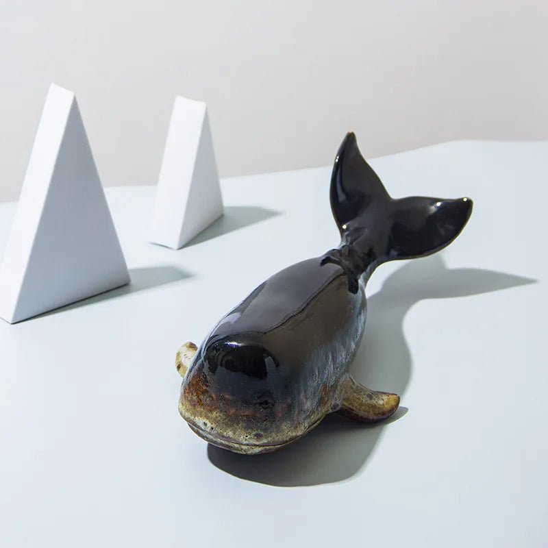 Glossy Porcelain Whale Ornament