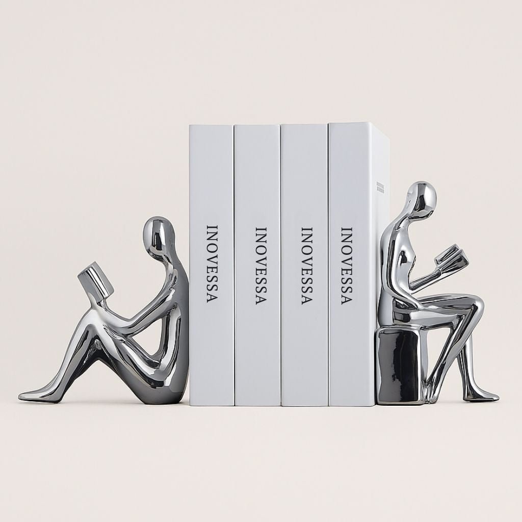 Glossy Ceramic Bookends, Set of 2