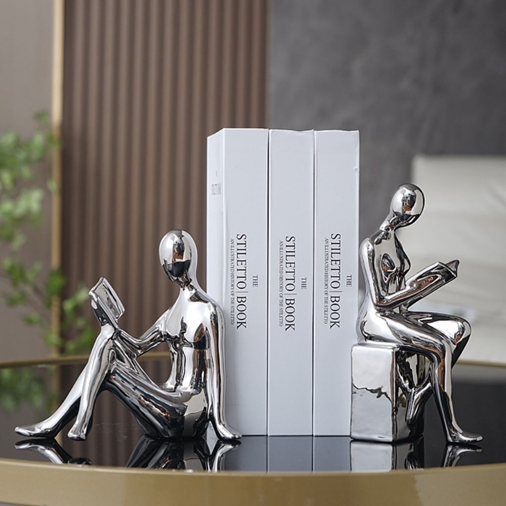 Glossy Ceramic Bookends, Set of 2