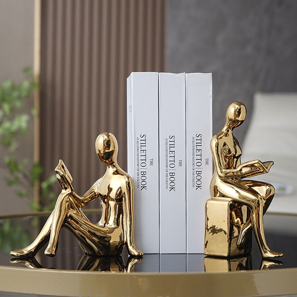 Glossy Ceramic Bookends, Set of 2