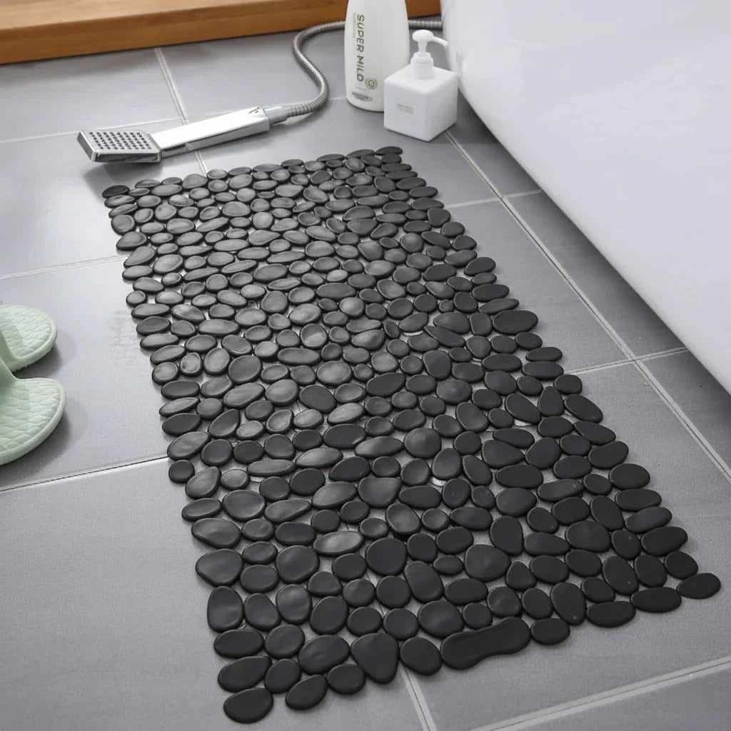 Pebble Texture PVC Bath Mat with Suction Cups, 88 x 40 cm