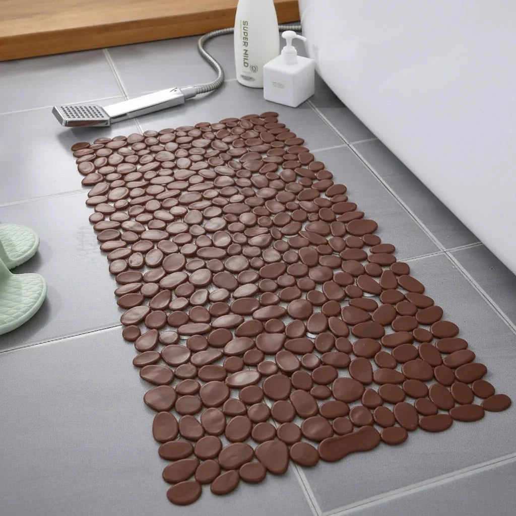 Pebble Texture PVC Bath Mat with Suction Cups, 88 x 40 cm