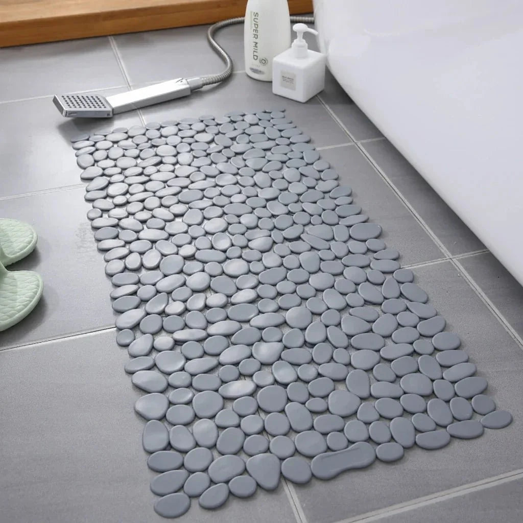 Pebble Texture PVC Bath Mat with Suction Cups, 88 x 40 cm