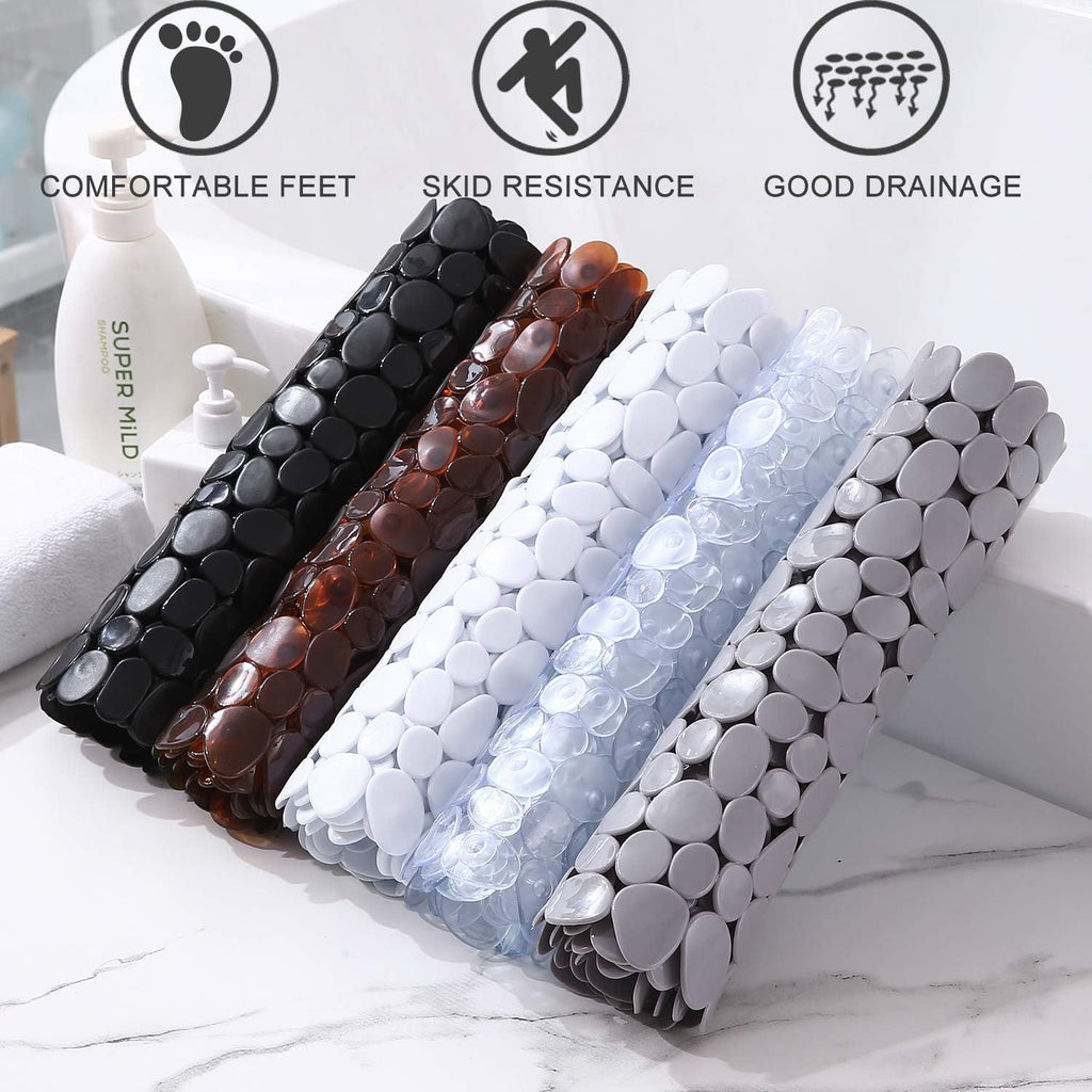 Pebble Texture PVC Bath Mat with Suction Cups, 88 x 40 cm