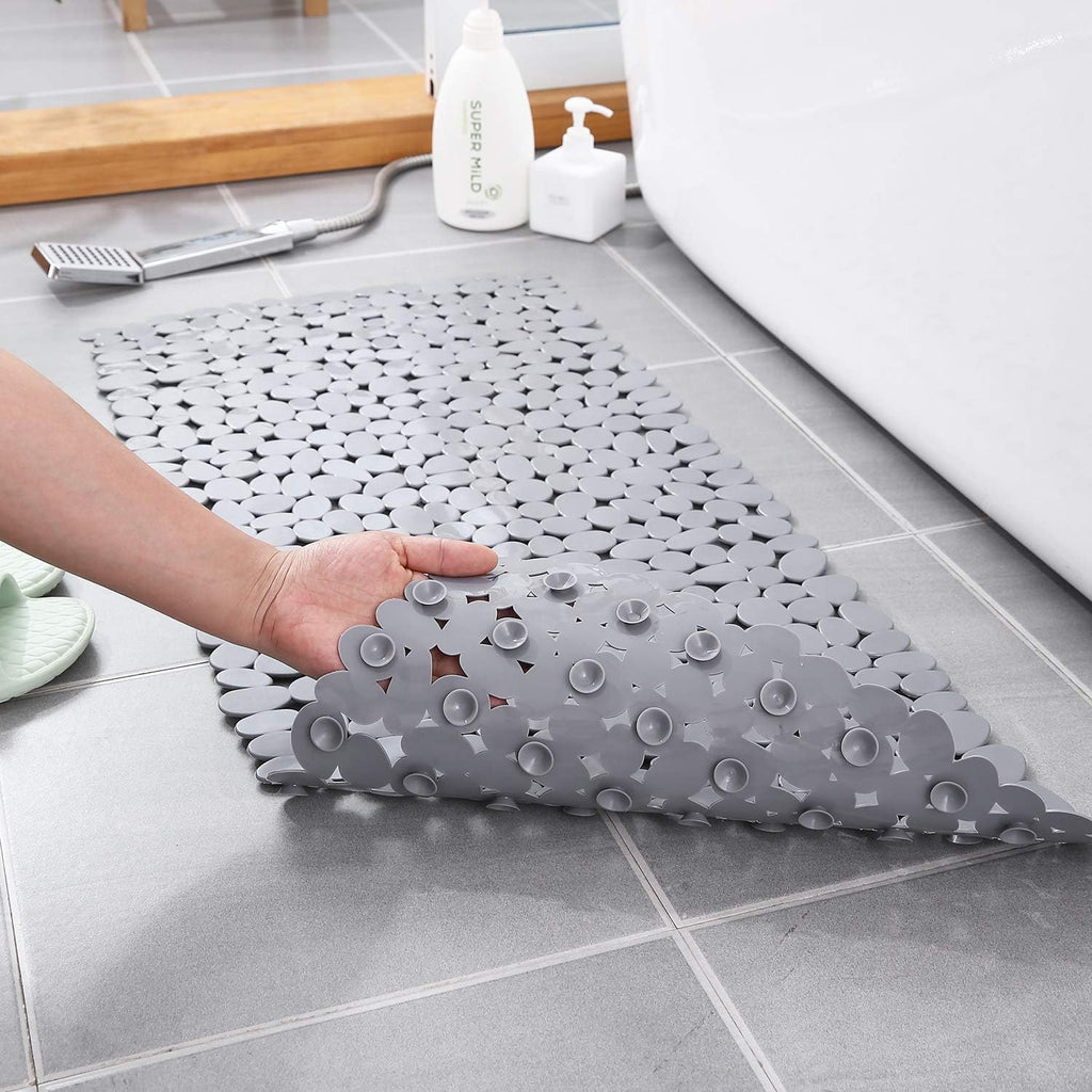 Pebble Texture PVC Bath Mat with Suction Cups, 88 x 40 cm